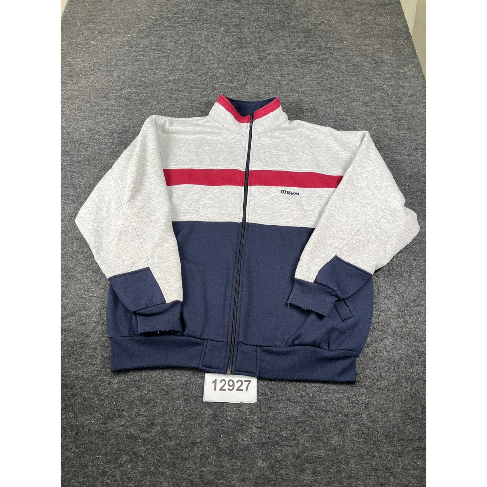 Vintage Wilson Track Jacket Mens XL Multi Colorblock Cotton Sports Wear Full Zip